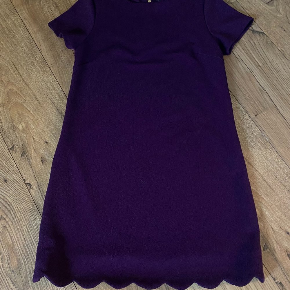 Mi Ami Med Purple Scalloped Sleeveless Cocktail Mini Dress